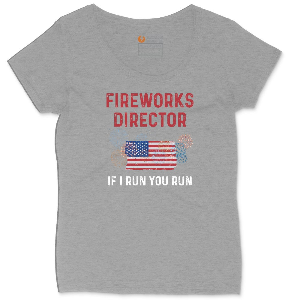 Fireworks Director If I Run You Run Ladies Curvy Tee - Granite Heather