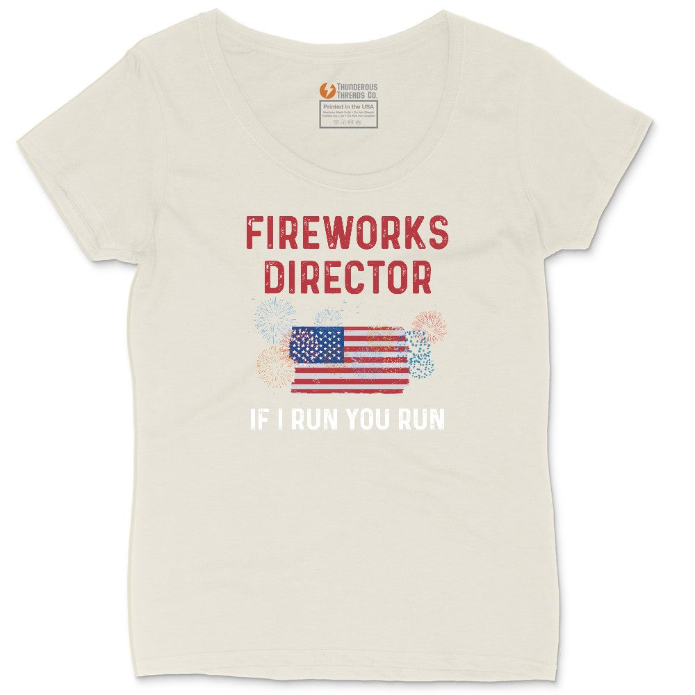 Fireworks Director If I Run You Run Ladies Curvy Tee - Natural Heather