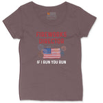 Fireworks Director If I Run You Run Ladies Curvy Tee - Sangria Blackout