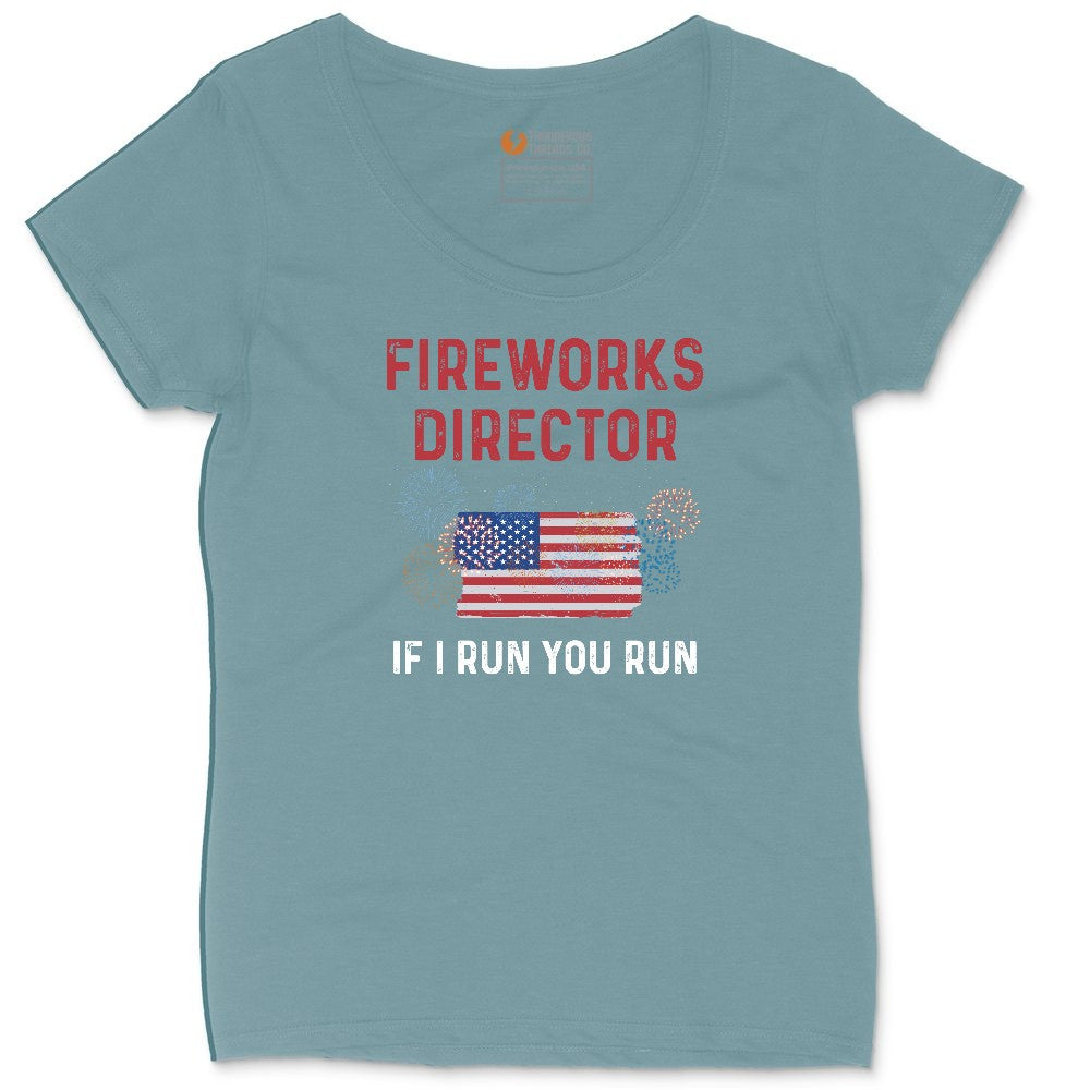 Fireworks Director If I Run You Run Ladies Curvy Tee - Surf Blackout