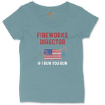 Fireworks Director If I Run You Run Ladies Curvy Tee - Surf Blackout