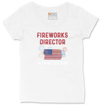 Fireworks Director If I Run You Run Ladies Curvy Tee - White