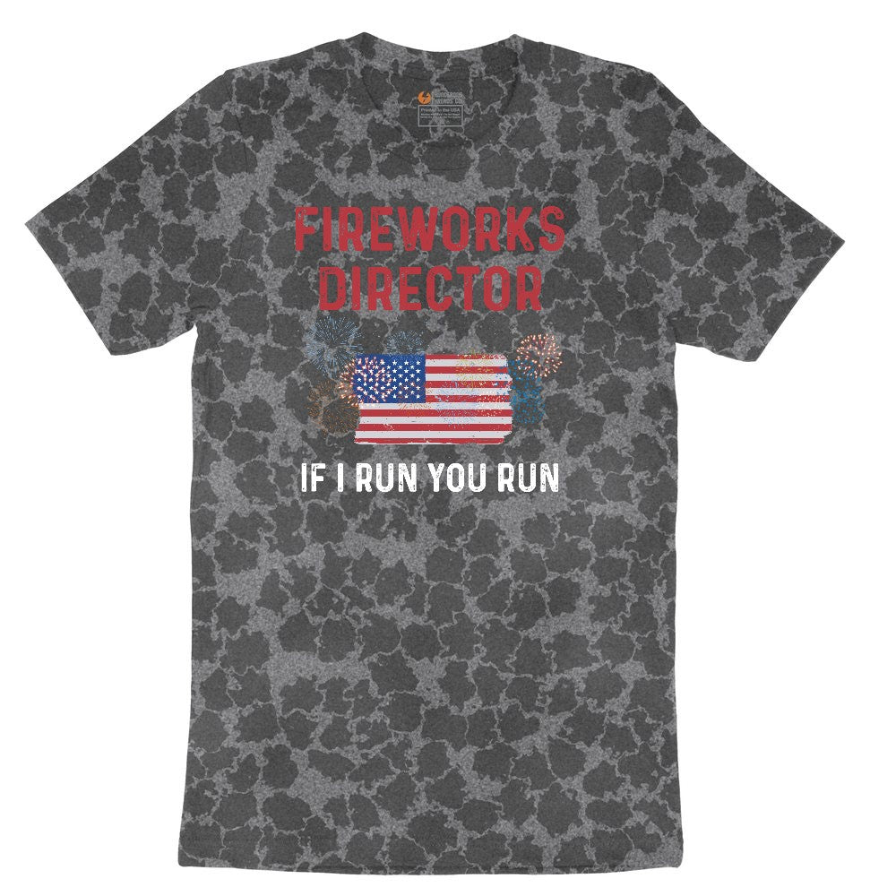 Fireworks Director If I Run You Run Ladies Short Sleeve Tee - Black Leopard