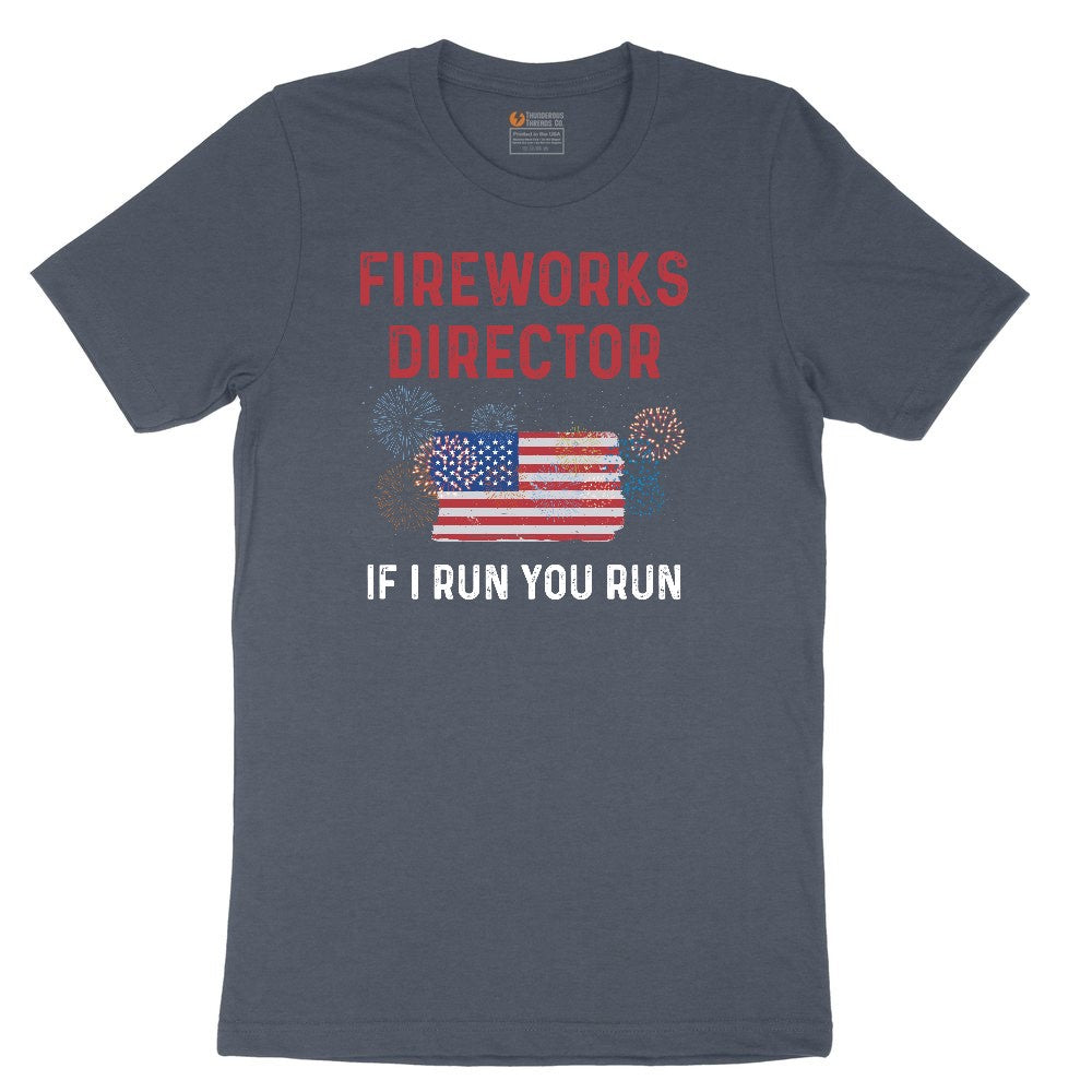 Fireworks Director If I Run You Run Youth Short Sleeve Tee - Heather Navy