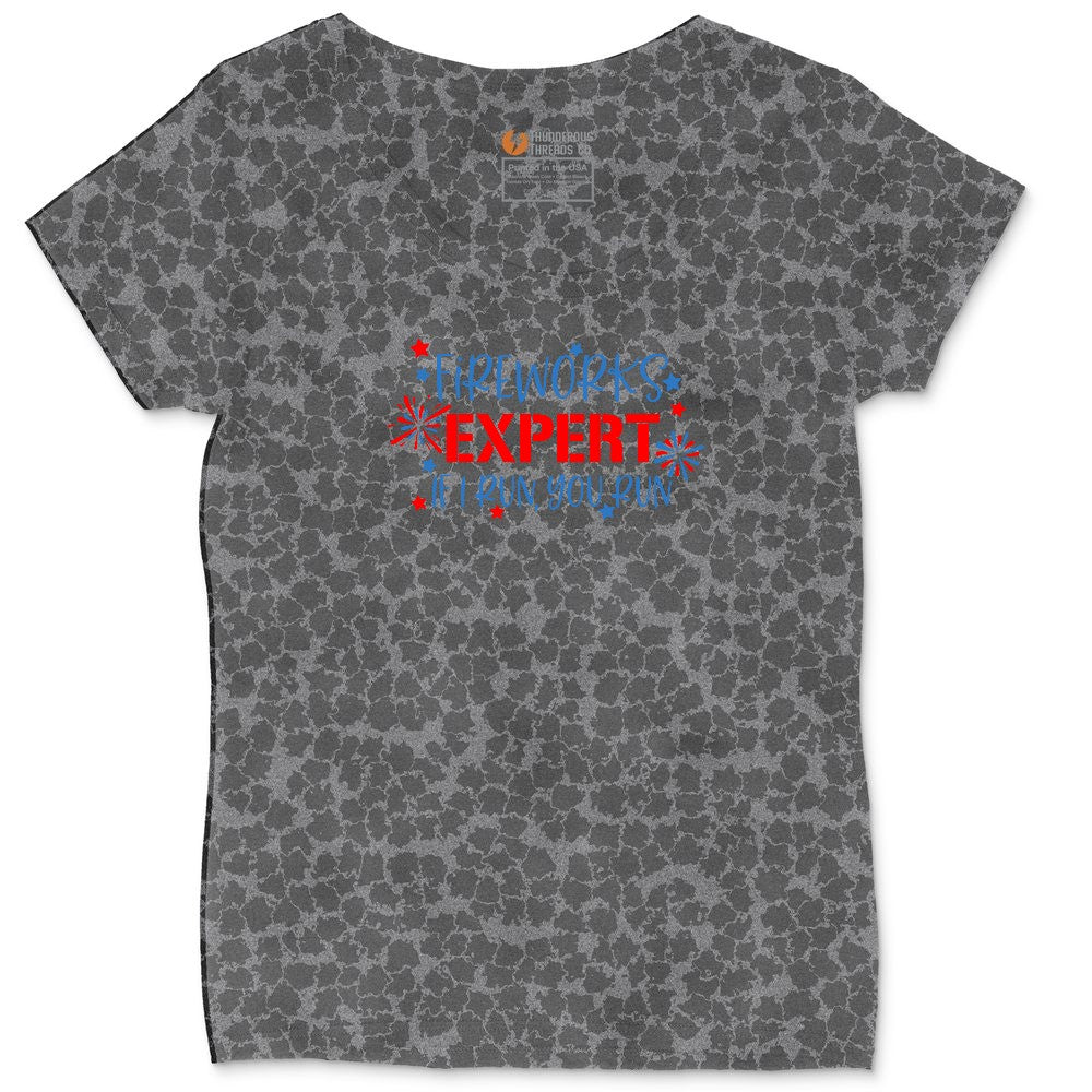 Fireworks Expert Ladies Curvy Tee - Black Leopard