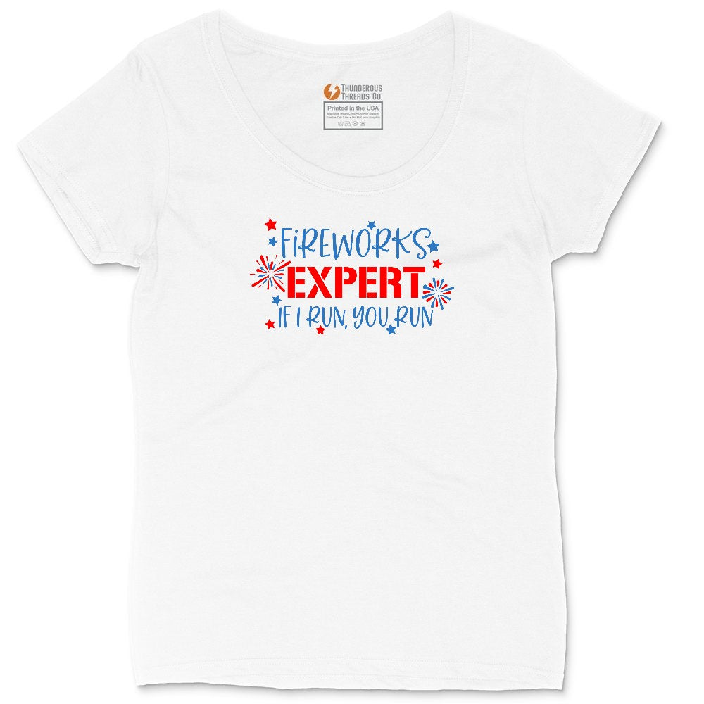 Fireworks Expert Ladies Curvy Tee - White