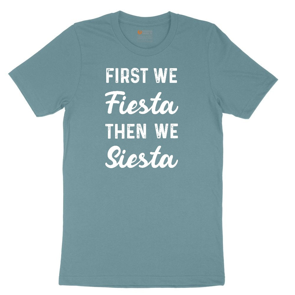 First We Fiesta then We Siesta Ladies Short Sleeve Tee - Surf Blackout