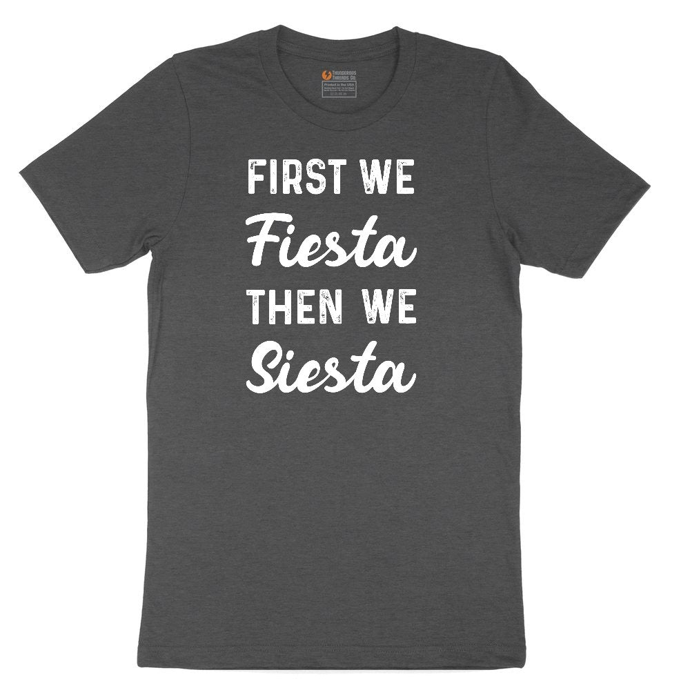 First We Fiesta then We Siesta Youth Short Sleeve Tee - Dark Heather Grey