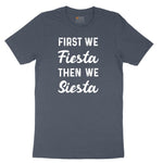 First We Fiesta then We Siesta Youth Short Sleeve Tee - Heather Navy