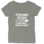 Fishing Story Loading Please Wait Ladies Curvy Tee - Bamboo Blackout