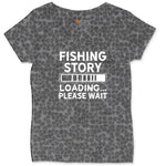 Fishing Story Loading Please Wait Ladies Curvy Tee - Black Leopard