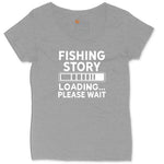 Fishing Story Loading Please Wait Ladies Curvy Tee - Granite Heather