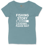 Fishing Story Loading Please Wait Ladies Curvy Tee - Surf Blackout