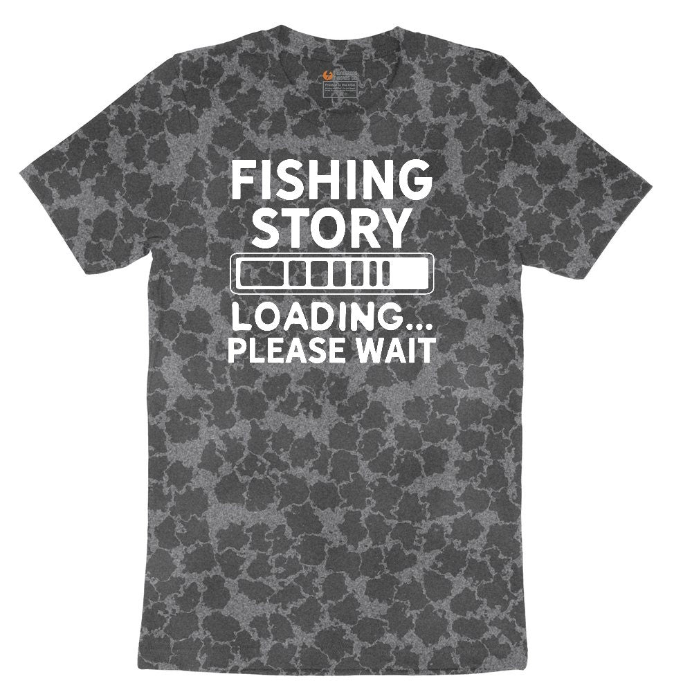 Fishing Story Loading Please Wait Ladies Short Sleeve Tee - Black Leopard