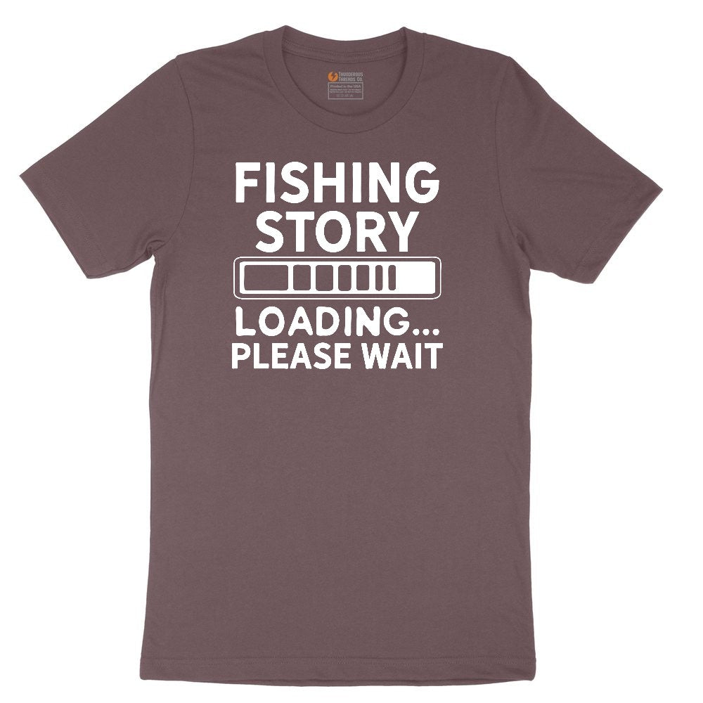 Fishing Story Loading Please Wait Ladies Short Sleeve Tee - Sangria Blackout