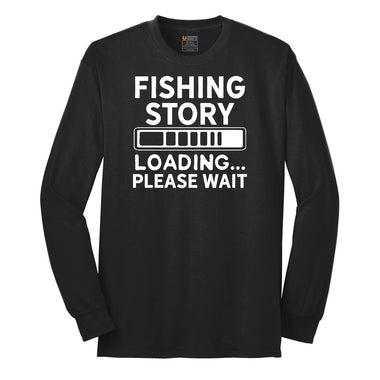 Fishing Story Loading Please Wait Long Sleeve Tee - Jet Black