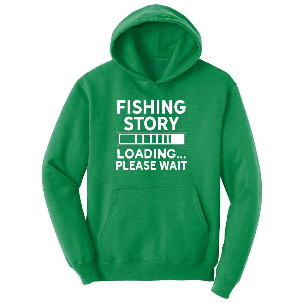Fishing Story Loading Please Wait Youth Hoodie - Kelly Green