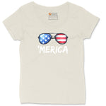 Flag Sun Glasses Ladies Curvy Tee - Natural Heather