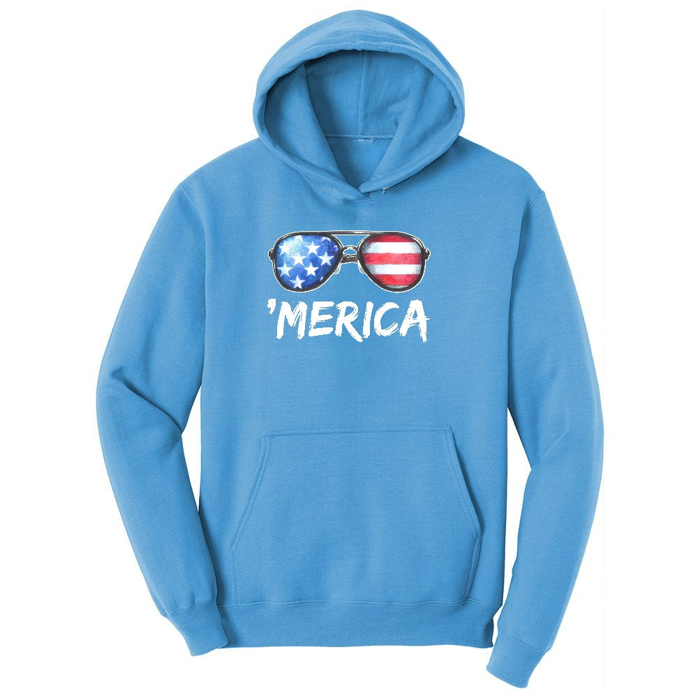 Flag Sun Glasses Ladies Hoodie - Aquatic Blue