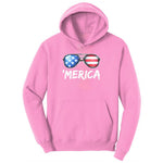 Flag Sun Glasses Ladies Hoodie - Candy Pink