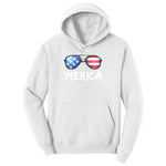 Flag Sun Glasses Ladies Hoodie - White