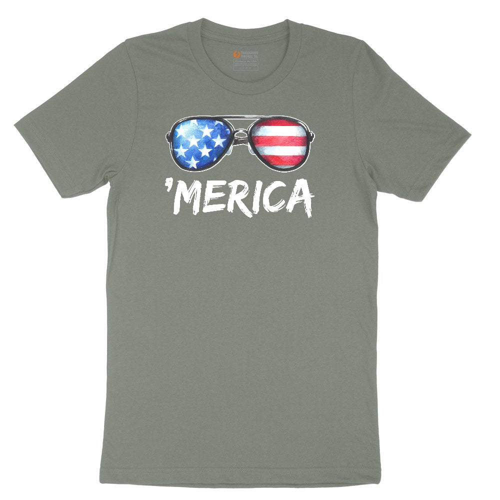 Flag Sun Glasses Ladies Short Sleeve Tee - Bamboo Blackout