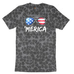 Flag Sun Glasses Ladies Short Sleeve Tee - Black Leopard