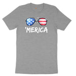 Flag Sun Glasses Ladies Short Sleeve Tee - Granite Heather