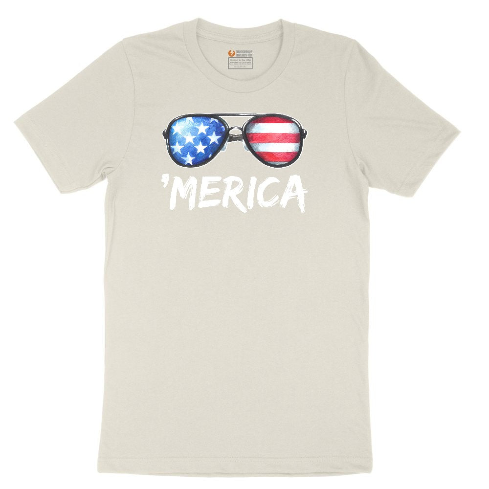 Flag Sun Glasses Ladies Short Sleeve Tee - Natural Heather
