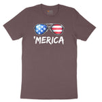 Flag Sun Glasses Ladies Short Sleeve Tee - Sangria Blackout