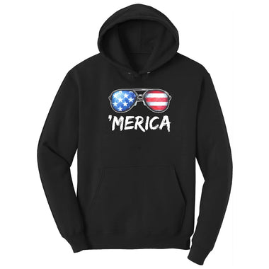 Flag Sun Glasses Hoodie - Jet Black