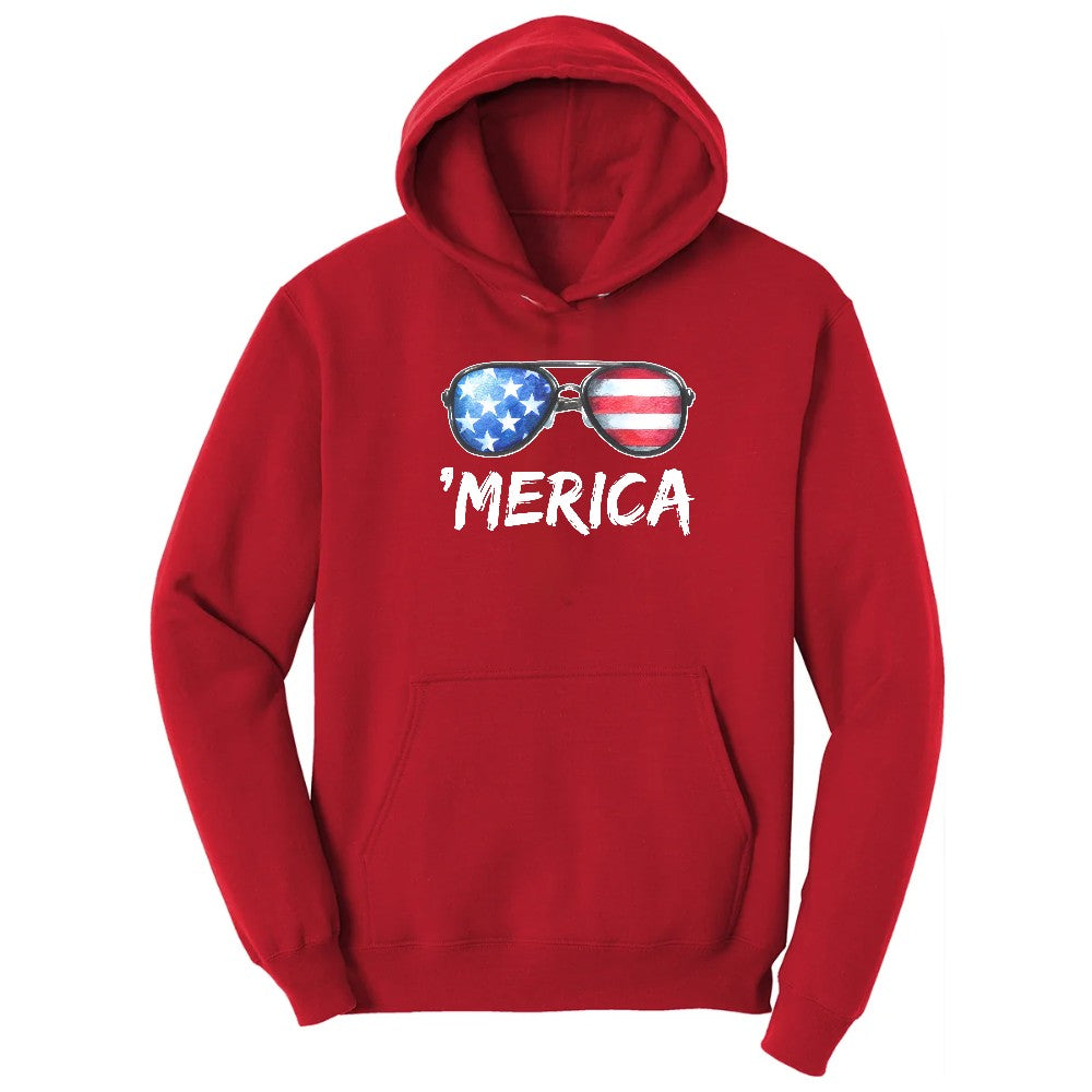 Flag Sun Glasses Hoodie - Red