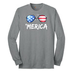 Flag Sun Glasses Long Sleeve Tee - Athletic Grey