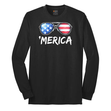 Flag Sun Glasses Long Sleeve Tee - Jet Black