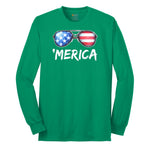 Flag Sun Glasses Long Sleeve Tee - Kelly Green