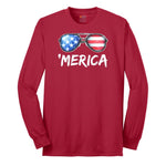 Flag Sun Glasses Long Sleeve Tee - Red