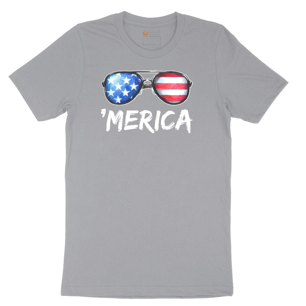 Flag Sun Glasses Short Sleeve Tee - Athletic Heather Grey