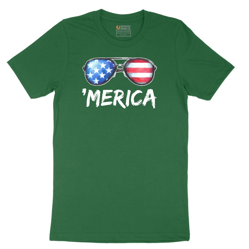 Flag Sun Glasses Short Sleeve Tee - Athletic Kelly