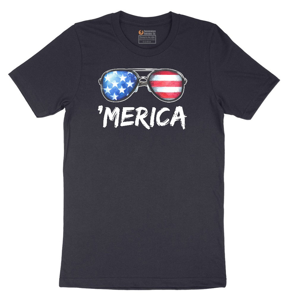 Flag Sun Glasses Short Sleeve Tee - Deep Navy