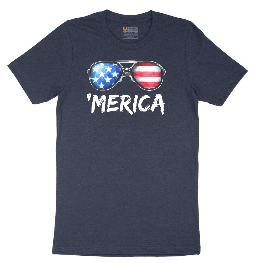 Flag Sun Glasses Short Sleeve Tee - Heather Navy