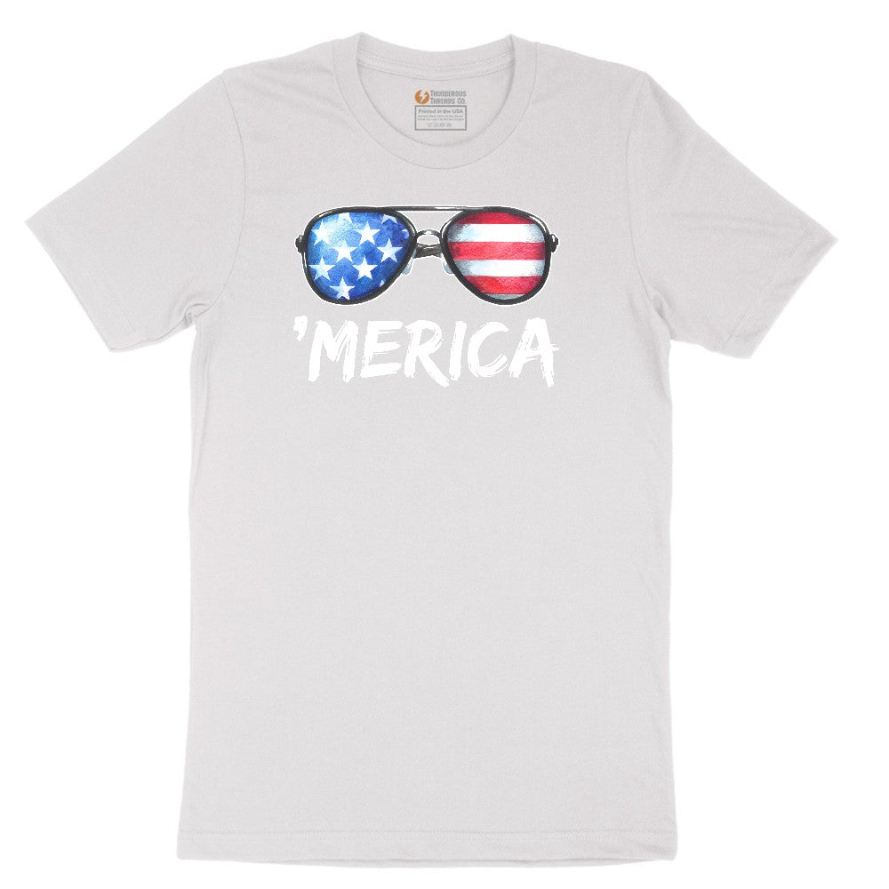 Flag Sun Glasses Short Sleeve Tee - White