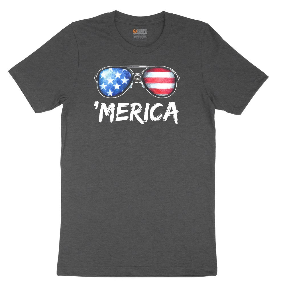Flag Sun Glasses Toddler Short Sleeve Tee - Dark Heather Grey