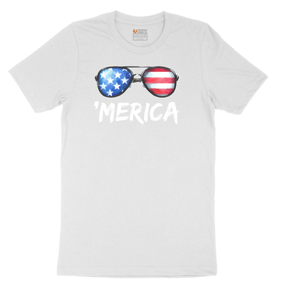 Flag Sun Glasses Toddler Short Sleeve Tee - White