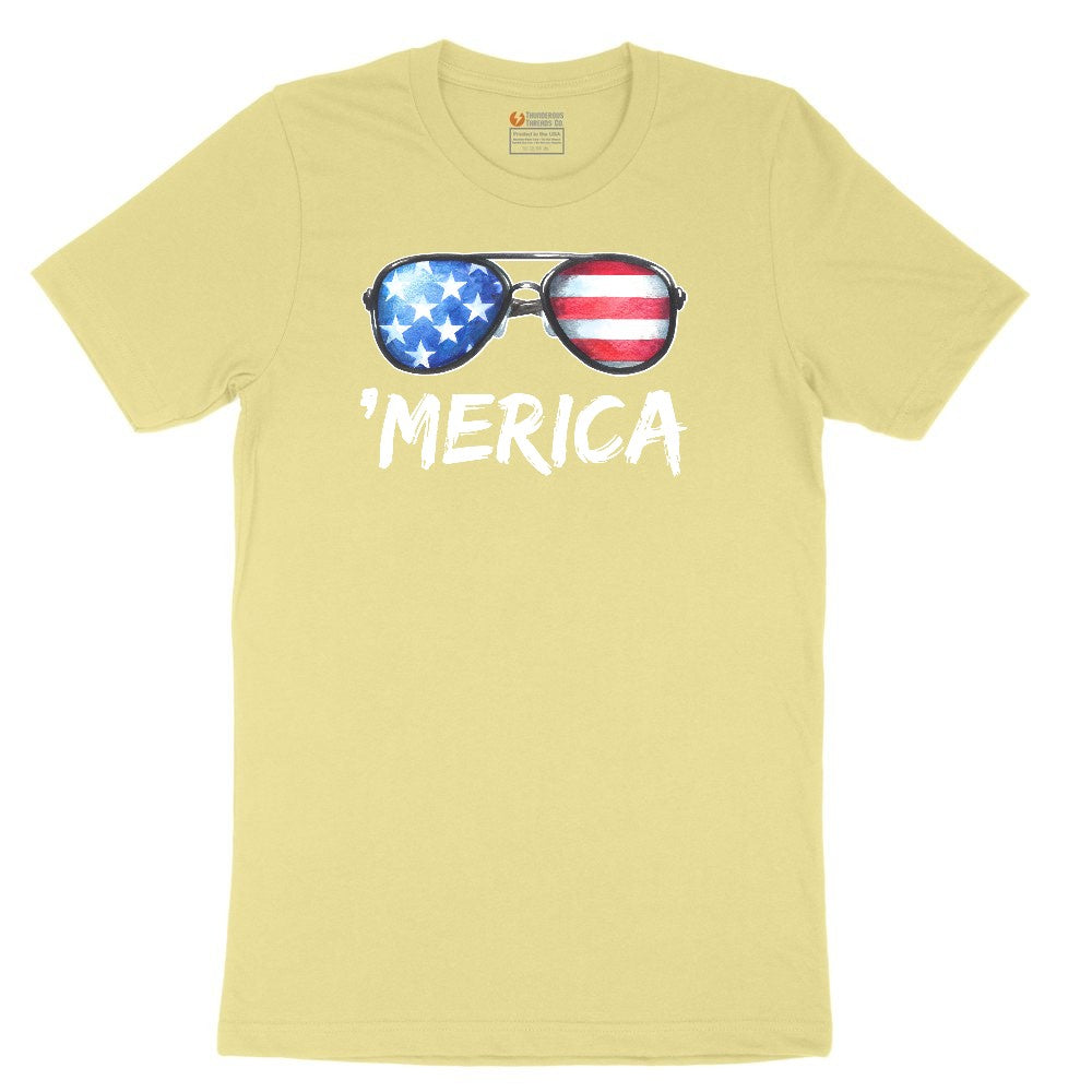 Flag Sun Glasses Toddler Short Sleeve Tee - Yellow