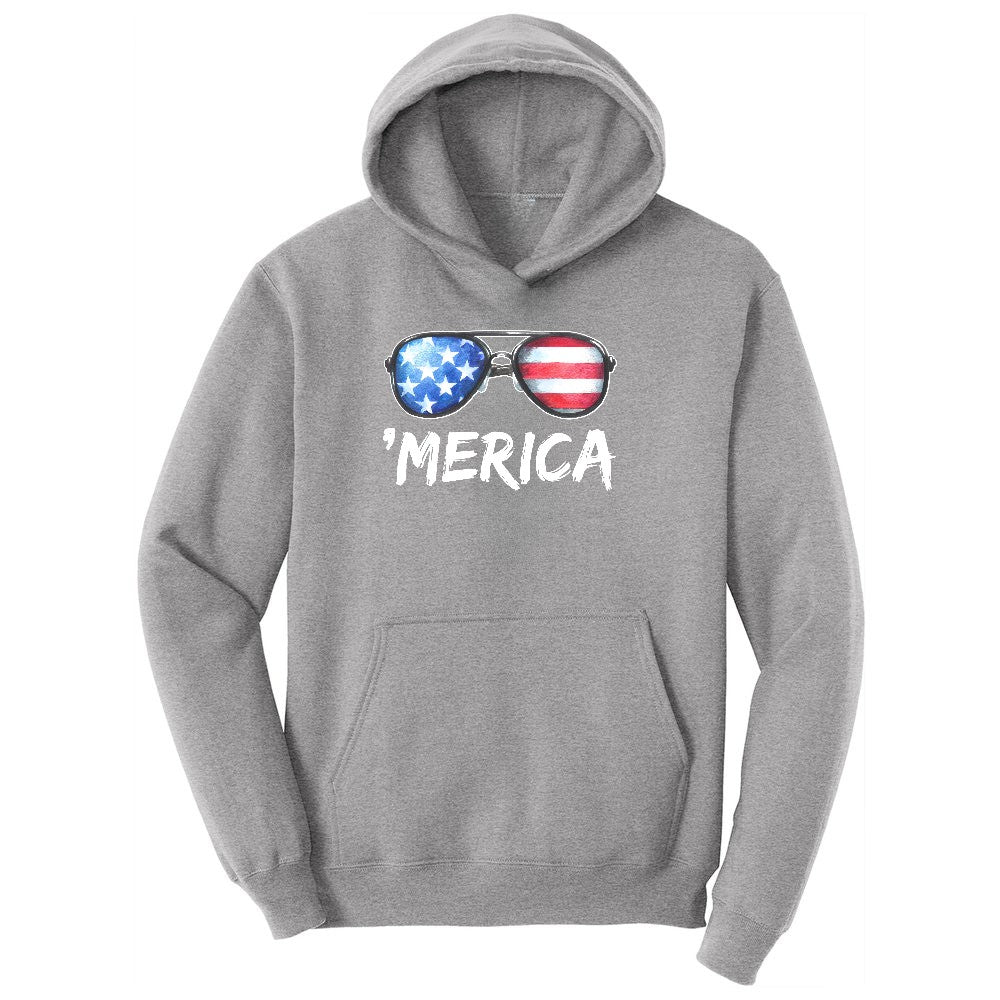Flag Sun Glasses Youth Hoodie - Athletic Heather
