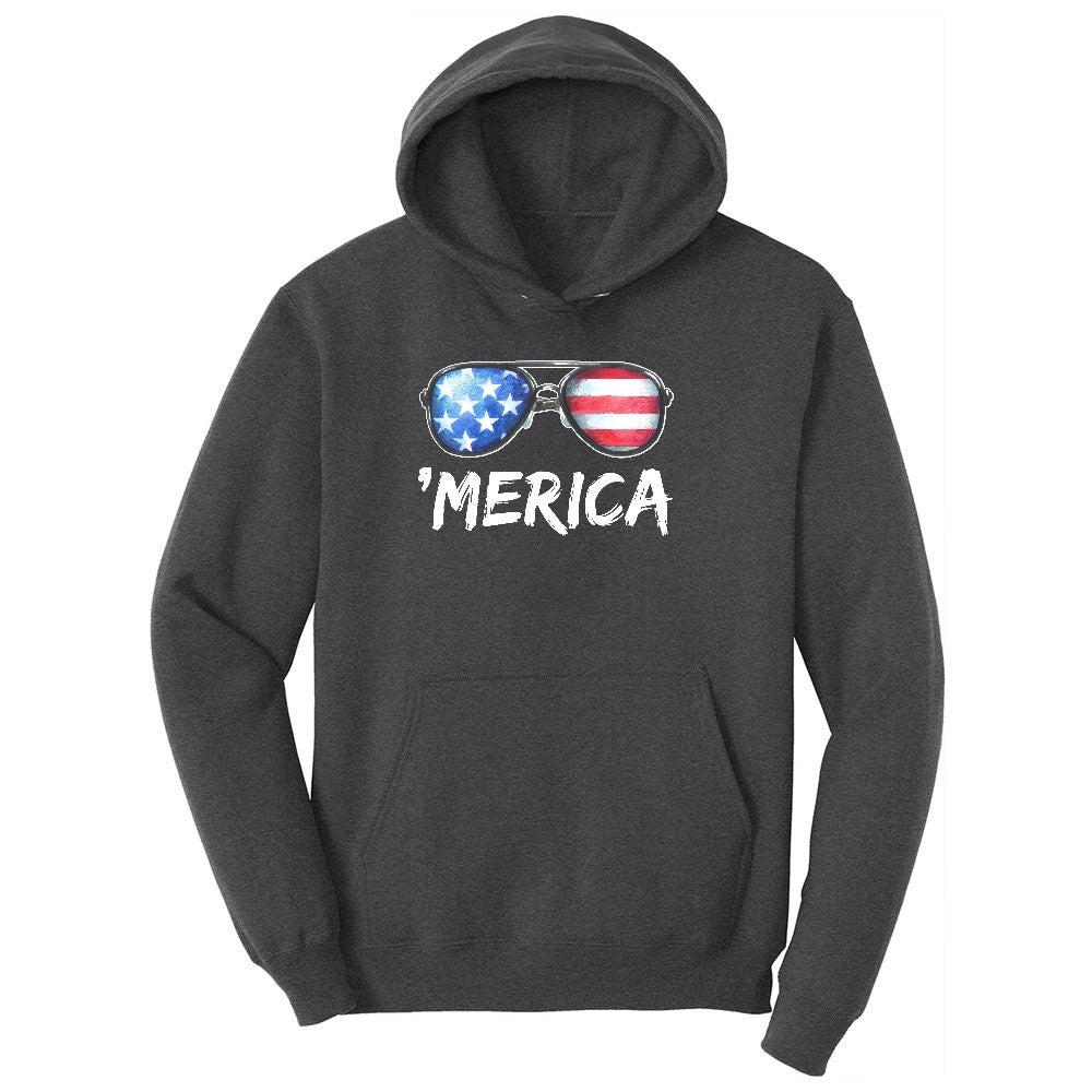 Flag Sun Glasses Youth Hoodie - Dark Heather Grey