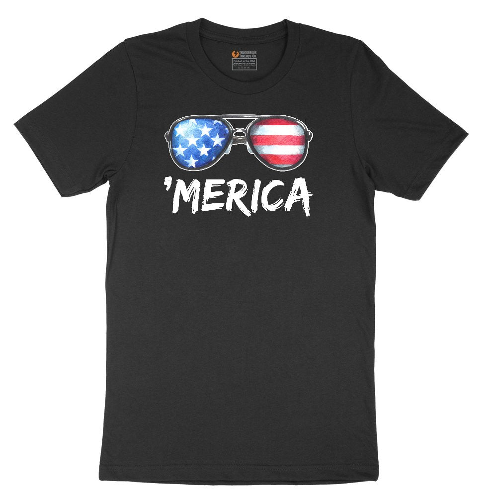 Flag Sun Glasses Youth Short Sleeve Tee - Black