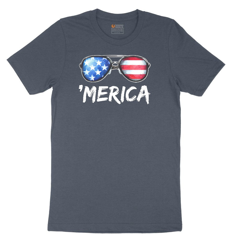 Flag Sun Glasses Youth Short Sleeve Tee - Heather Navy