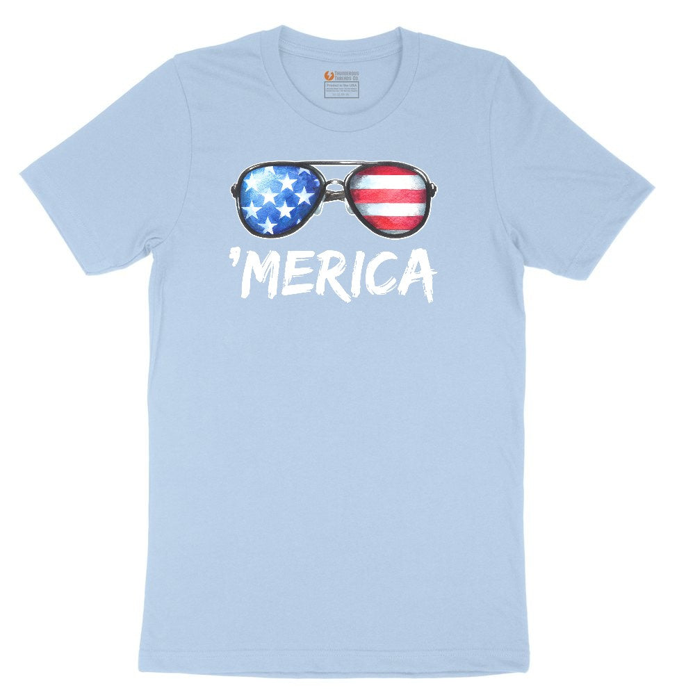 Flag Sun Glasses Youth Short Sleeve Tee - Light Blue