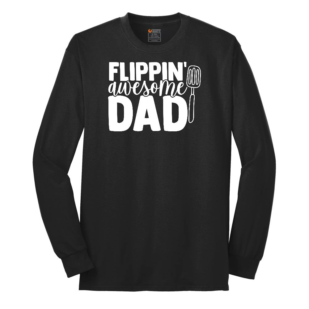 Flipping Awesome Dad Long Sleeve Tee - Jet Black